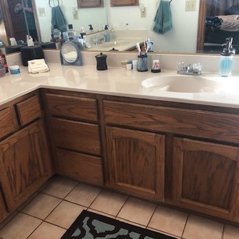 All Affairs Contracting - Before - oak stained cabinets with old laminate countertop; old tile floor - General Contractors Near Me All Affairs Contracting - Before - oak stained cabinets with old laminate countertop; old tile floor - General Contractors Near Me