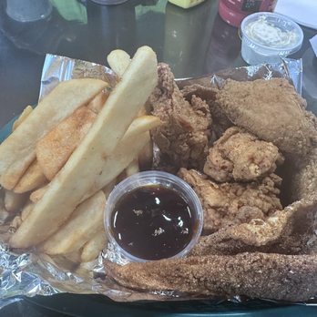 Southern Grace Eats - Friday's special: 5 Bourbon Jamaican Honey Sauce with chicken wings, whiting fish, fries. - Southern Near Me - Cincinnati, Ohio