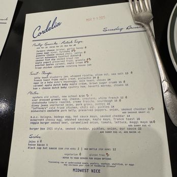 Cordelia - Daily menu - New American Near Me - Cleveland, Ohio