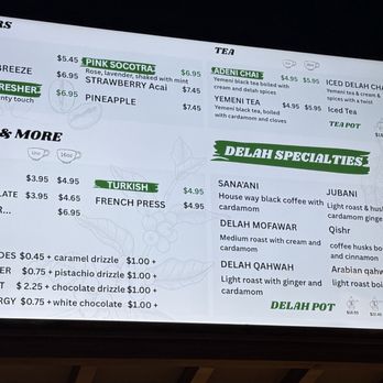 Delah Coffee  - Menu Jan 2026 - Coffee & Tea Near Me - San Diego, California