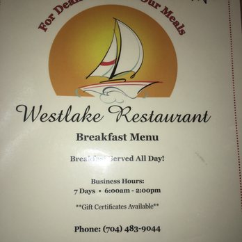 Westlake Restaurant - Front of the breakfast menu - Breakfast & Brunch Near Me - Denver, North Carolina Westlake Restaurant - Front of the breakfast menu - Breakfast & Brunch Near Me - Denver, North Carolina