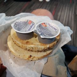 Bagel with cream cheese... apply yourself!