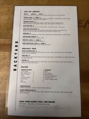 Menu photo 4 Backyard Stowe, VT