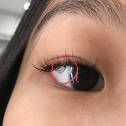 Clump of lashes glued together on my natural lash. Dropping and painful.