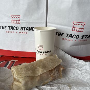 The Taco Stand - Awwwww there is the shrimp burrito that just went into my belly.  Soooooo goood! - Mexican Near Me - Costa Mesa, California
