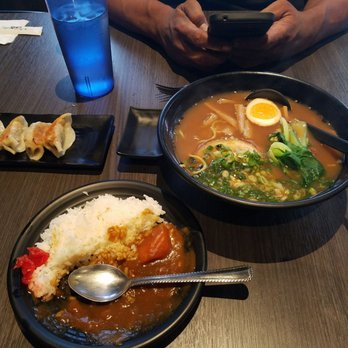 Chef's Ramen - Left to right: Side Order Gyoza, Special Ramen that has black truffle in it & last but not least... Chicken curry with rice. - Ramen Near Me - Honolulu, Hawaii
