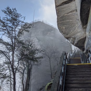 Chimney Rock State Park - Chimney Rock in the fog - Parks Near Me - Chimney Rock, North Carolina