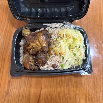 Negril - Silver Spring - I went with the lunch special Fricassee (Brown Stew) Chicken,rich Rice and Peas, and Steamed Cabbage - Caribbean Near Me - Silver Spring, Maryland