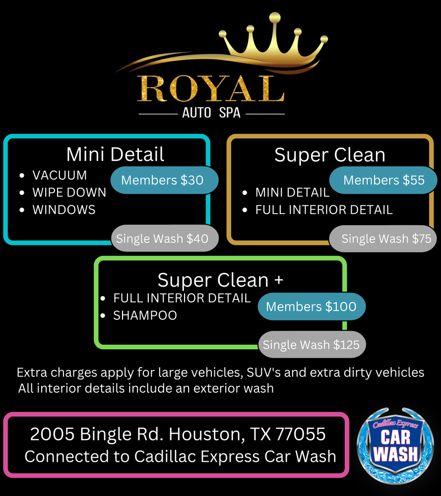 ROYAL AUTO SPA 2005 Bingle Rd, Houston, Texas Auto Detailing