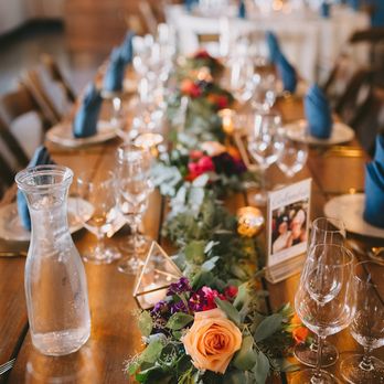 Petal Town Flowers - Farm table floral runners + candles - Florists Near Me