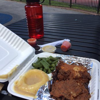The Coast Cafe - Fried chicken thigh plate w/ mashed potatoes and green beans - Soul Food Near Me - Cambridge, Massachusetts The Coast Cafe - Fried chicken thigh plate w/ mashed potatoes and green beans - Soul Food Near Me - Cambridge, Massachusetts