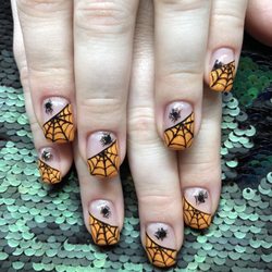 Kustom Kreations Salon - Hard Gel Nails with half color & hand painted spiders/webs
Full set $90
Fill In $75