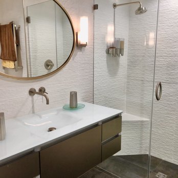 Claudia Interior Design - Robern vanity and Spanish tile in the bathroom - Interior Design Near Me - Laguna Beach, California