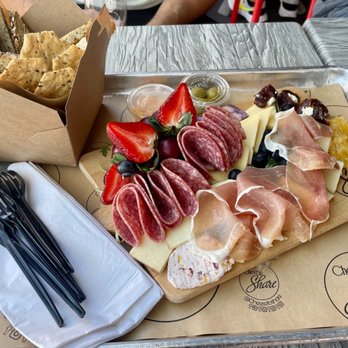 Cheese To Share - Small charcuterie board - added extra crackers and two types of meat - Modern European Near Me - Orlando, Florida Cheese To Share - Small charcuterie board - added extra crackers and two types of meat - Modern European Near Me - Orlando, Florida