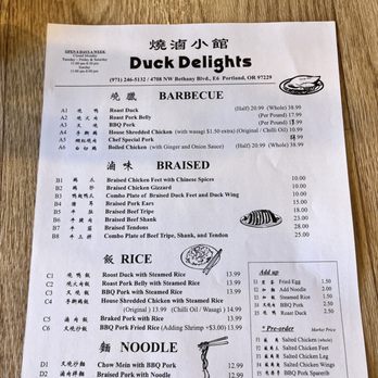 Duck Delights - Menu - Chinese Near Me - Portland, Oregon
