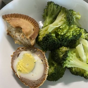 Thwaites Market - Scotch egg and chicken pie with my own broccoli added. - Grocery Near Me - Methuen, Massachusetts