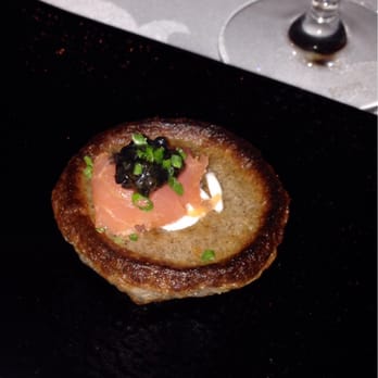 Gary Danko - Smoked salmon, Creme fraiche, Osetra caviar, blini - New American Near Me - San Francisco, California Gary Danko - Smoked salmon, Creme fraiche, Osetra caviar, blini - New American Near Me - San Francisco, California