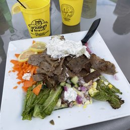 Gyro wedge salad with grilled romaine