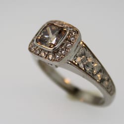 B. Anthony & Co. Jewelers - Custom champagne colored diamond ring with hand engraving for Adriane Hartzel and Ethan Twisselman.