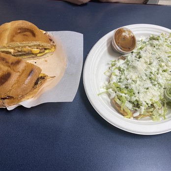 Little Mexico City - Cubano torta on the left, Huarache Simple on the right - Mexican Near Me - Ceres, California