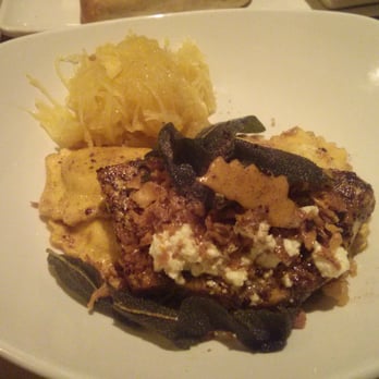 Bonefish Grill - Swordfish over pumpkin ravioli and spaghetti squash - Seafood Near Me - Schaumburg, Illinois