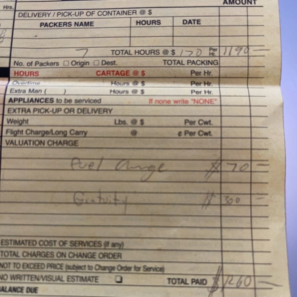 Qshark Moving - as you can see the $300 gratuity added. This should be on the customers discretion or even they could have said tip is not included. - Movers Near Me - Irvine, California Qshark Moving - as you can see the $300 gratuity added. This should be on the customers discretion or even they could have said tip is not included. - Movers Near Me - Irvine, California