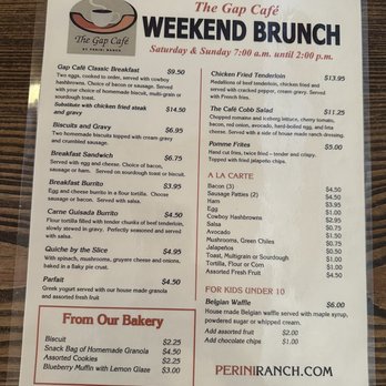 The Gap Café by Perini Ranch - Menu - Cafes Near Me - Buffalo Gap, Texas