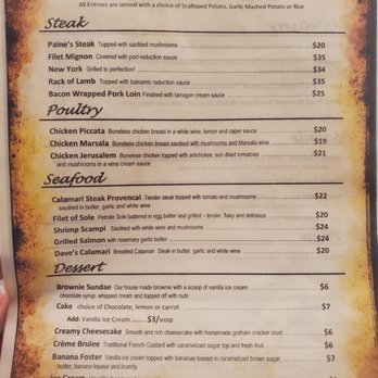 Paines Restaurant - Menu - Steakhouses Near Me - Hollister, California