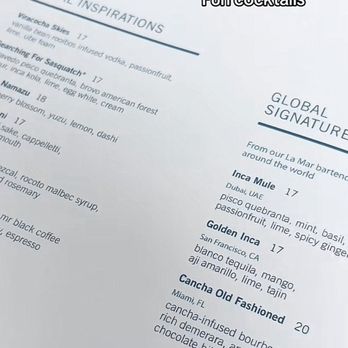 La Mar Cocina Peruana - Cocktail menu - Peruvian Near Me - Bellevue, Washington La Mar Cocina Peruana - Cocktail menu - Peruvian Near Me - Bellevue, Washington