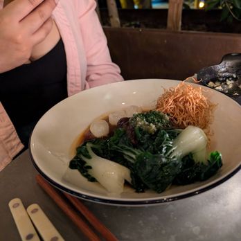 Camelia - Beef cheek, red wine sauce, bok choy, creamed pearl onions, kizami wasabi - French Near Me - Los Angeles, California Camelia - Beef cheek, red wine sauce, bok choy, creamed pearl onions, kizami wasabi - French Near Me - Los Angeles, California