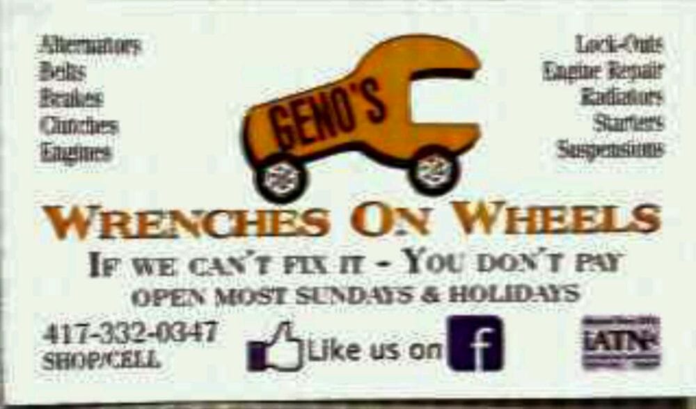 GENO’S WRENCHES ON WHEELS Updated April 2024 247 Powell Rd