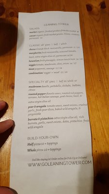 Menu photo 1 Leaning Tower Oakland, CA