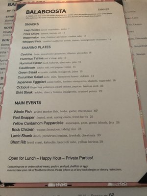 Menu photo 6 Balaboosta New York, NY