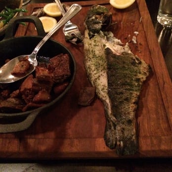 River Roast - We were so excited to eat that I forgot to take a pic until we had picked at the roasted seabass. It was delicious! - American Near Me - Chicago, Illinois River Roast - We were so excited to eat that I forgot to take a pic until we had picked at the roasted seabass. It was delicious! - American Near Me - Chicago, Illinois