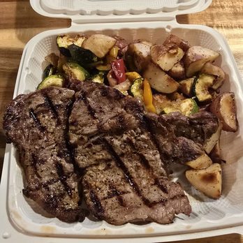 Cacio - Rib Eye Steak with mixed vegetables & rosemary potatoes. - Italian Near Me - Carlsbad, California