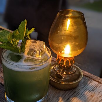 Campfire - Cocktail with blue Majik and pineapple infused gin - New American Near Me - Carlsbad, California