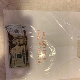 A $20 bill I got back with my dry cleaning order
