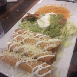 Potato flautas which is Mexican mashed potatoes rolled in a crunchy corn tortilla. Not worth crossing the parking lot for. Potato flautas which is Mexican mashed potatoes rolled in a crunchy corn tortilla. Not worth crossing the parking lot for.