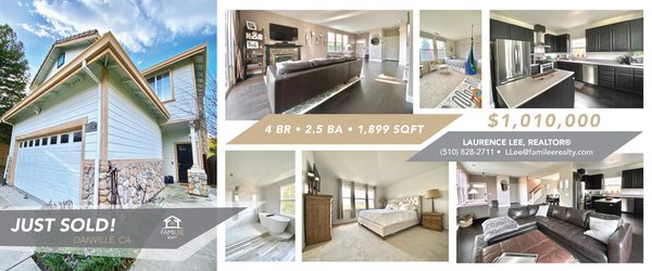 Recent Sale in Danville, CA - These clients were looking to sell their home after living there for 5 years and outgrowing the space. With our help and use of high quality photos and videos of their beautiful home, we got into contract for above the listing price after the first weekend of showings! They were elated to pocket the extra money towards the purchase of their next home. Recent Sale in Danville, CA - These clients were looking to sell their home after living there for 5 years and outgrowing the space. With our help and use of high quality photos and videos of their beautiful home, we got into contract for above the listing price after the first weekend of showings! They were elated to pocket the extra money towards the purchase of their next home.