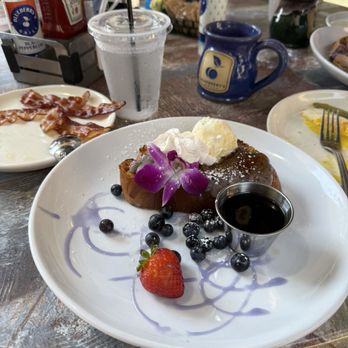 Blueberry's Grill - Blueberry crème brûlée with a side of bacon and two eggs over easy. - Breakfast & Brunch Near Me - Myrtle Beach, South Carolina Blueberry's Grill - Blueberry crème brûlée with a side of bacon and two eggs over easy. - Breakfast & Brunch Near Me - Myrtle Beach, South Carolina