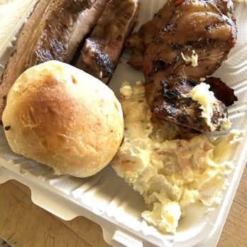 Bite Street Cafe - BBQ Rib & Chicken Plate - w/ Delicious Potato Salad & Sourdough Dinner Roll - Breakfast & Brunch Near Me - Lockeford, California Bite Street Cafe - BBQ Rib & Chicken Plate - w/ Delicious Potato Salad & Sourdough Dinner Roll - Breakfast & Brunch Near Me - Lockeford, California