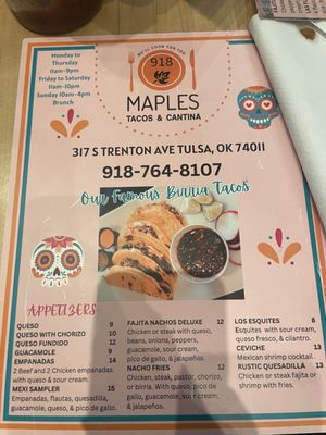 Menu photo 6 918 Maples Tacos & Cantina Tulsa, OK