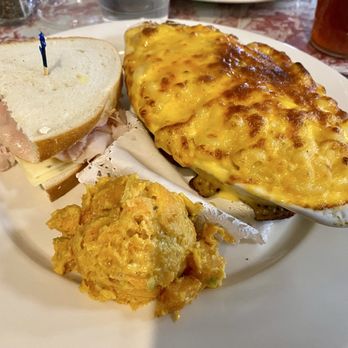 The Rolling Pin Cafe - Oven-baked Mac & Cheese & Turkey Sandwich with side of Sweet Potato Salad - Coffee & Tea Near Me - Westwood, New Jersey The Rolling Pin Cafe - Oven-baked Mac & Cheese & Turkey Sandwich with side of Sweet Potato Salad - Coffee & Tea Near Me - Westwood, New Jersey