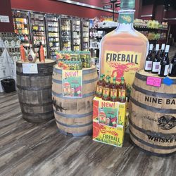 LiquorLand - Display table of fireball and pumpkin spice alcoholic foam