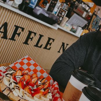 Waffle N Sip - Chai latte and caramel latte were good! - Waffles Near Me - Queens, New York
