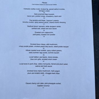 Abstract Table - Menu from visit - New American Near Me - Berkeley, California