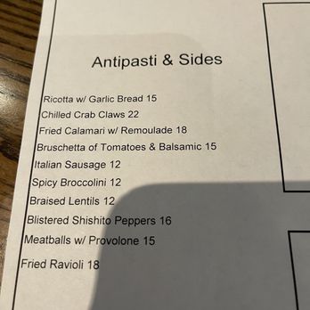 Barsotti’s - Anti pasta and sides menu - Italian Near Me - Dallas, Texas