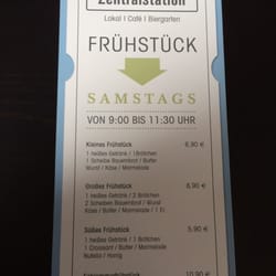 Gaststätte Zentralstation - Frühstückskarte