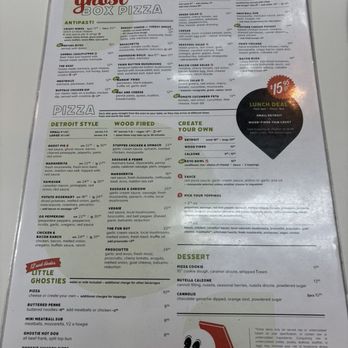 Ghost Box Pizza by Stem Ciders - Menu 10/2024 - Pizza Near Me - Lafayette, Colorado