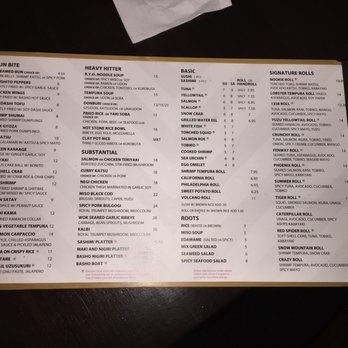 Basho Japanese Brasserie - Food menu - Japanese Near Me - Boston, Massachusetts
